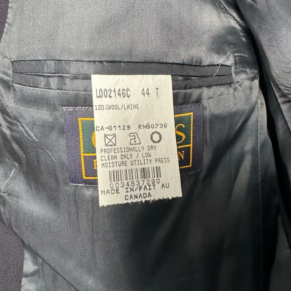 NWT Chaps Ralph‎ Lauren Black Pure Wool Sport Coat Blazer Jacket 44L T